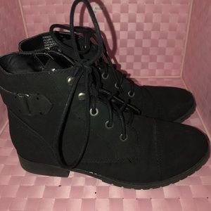 Madden Girl Black Combat Boots